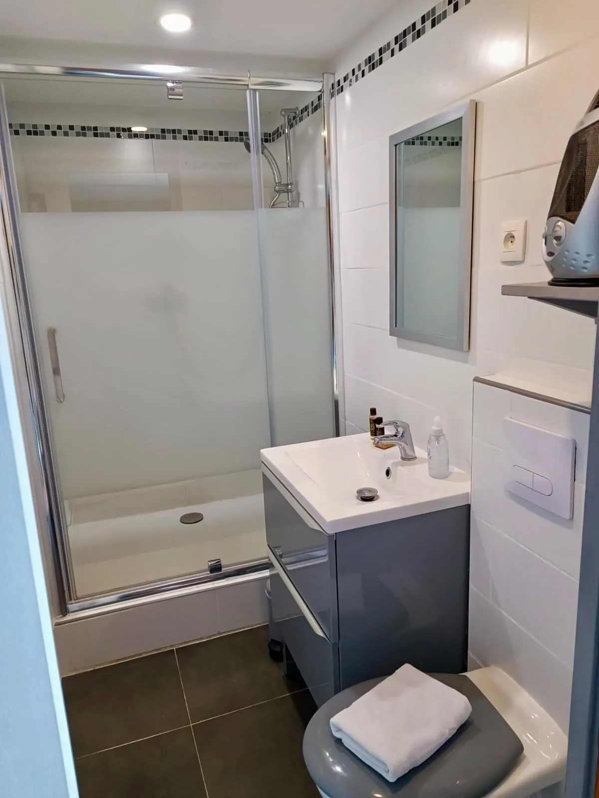 Salle de bain avec douche, chambre La Mélèze