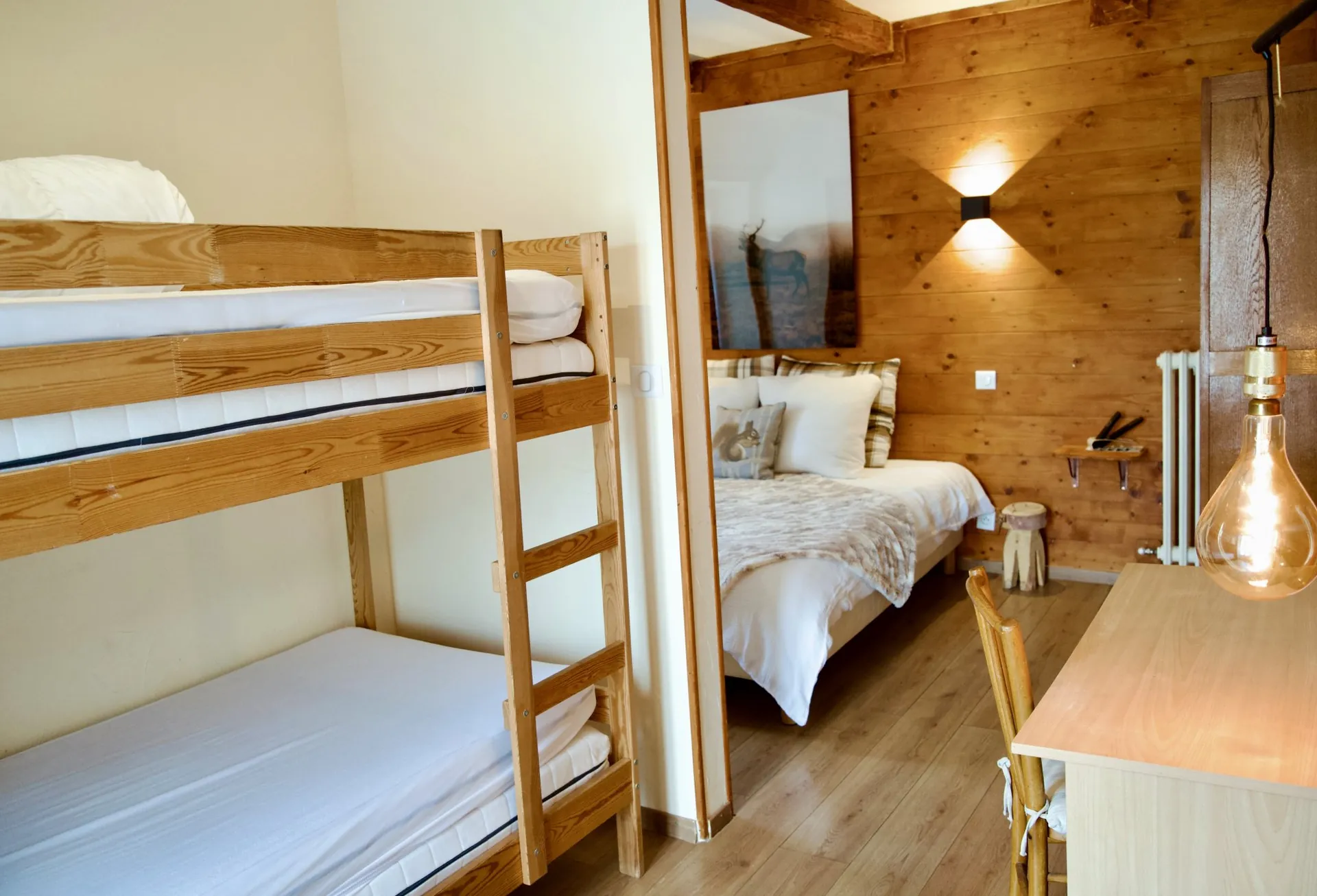 Lits superposés et lit double, chambre Les Demoiselles